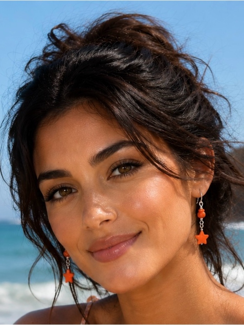 Vibrant Orange Star Earrings